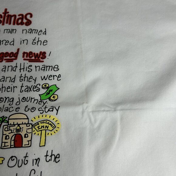 VTG Very First Christmas Standard Pillowcase USA Soul Harvest Mills Jesus White - Picture 7 of 7